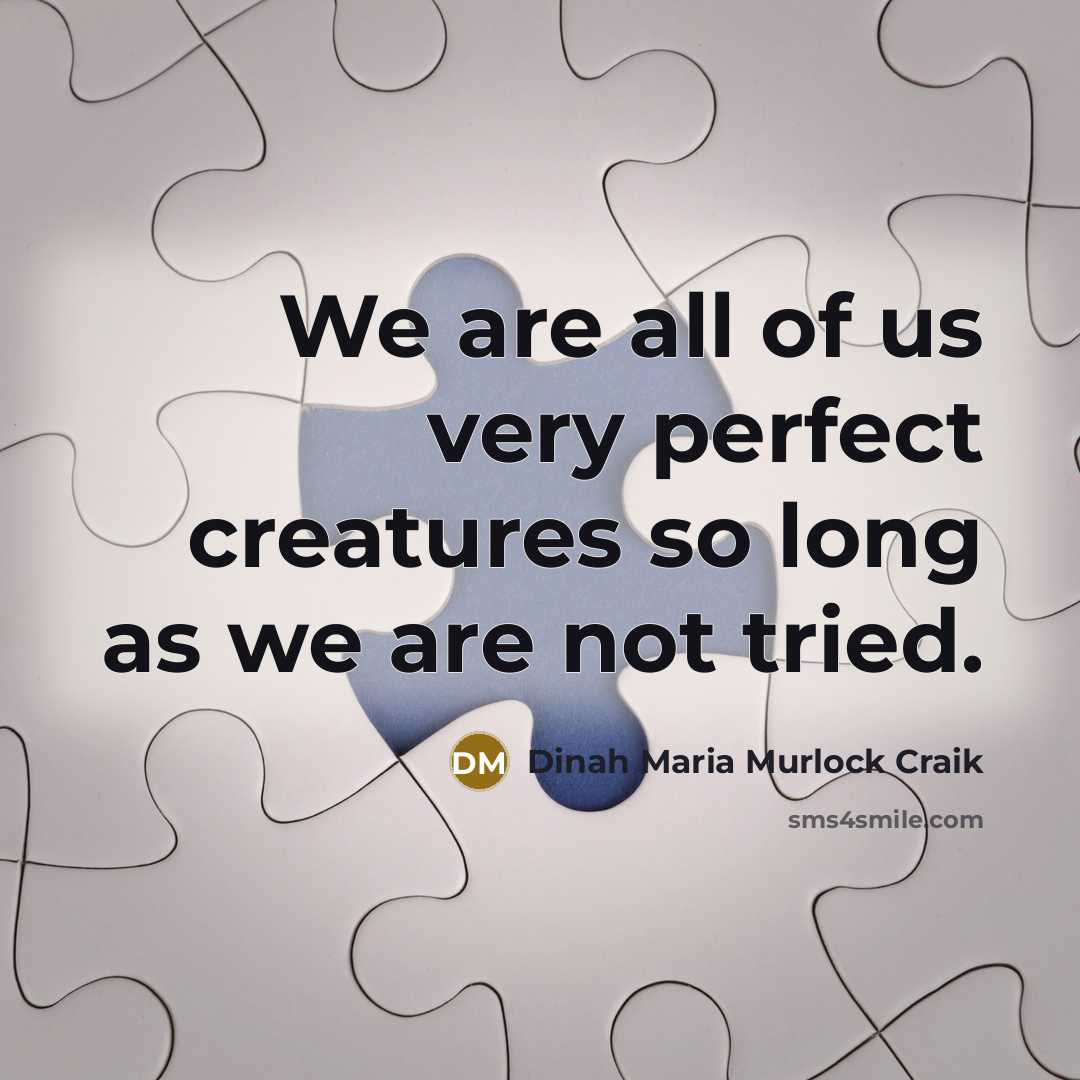 “We are all of us very perfect creatures so long as we are not tried.” quote by Dinah Maria Murlock Craik