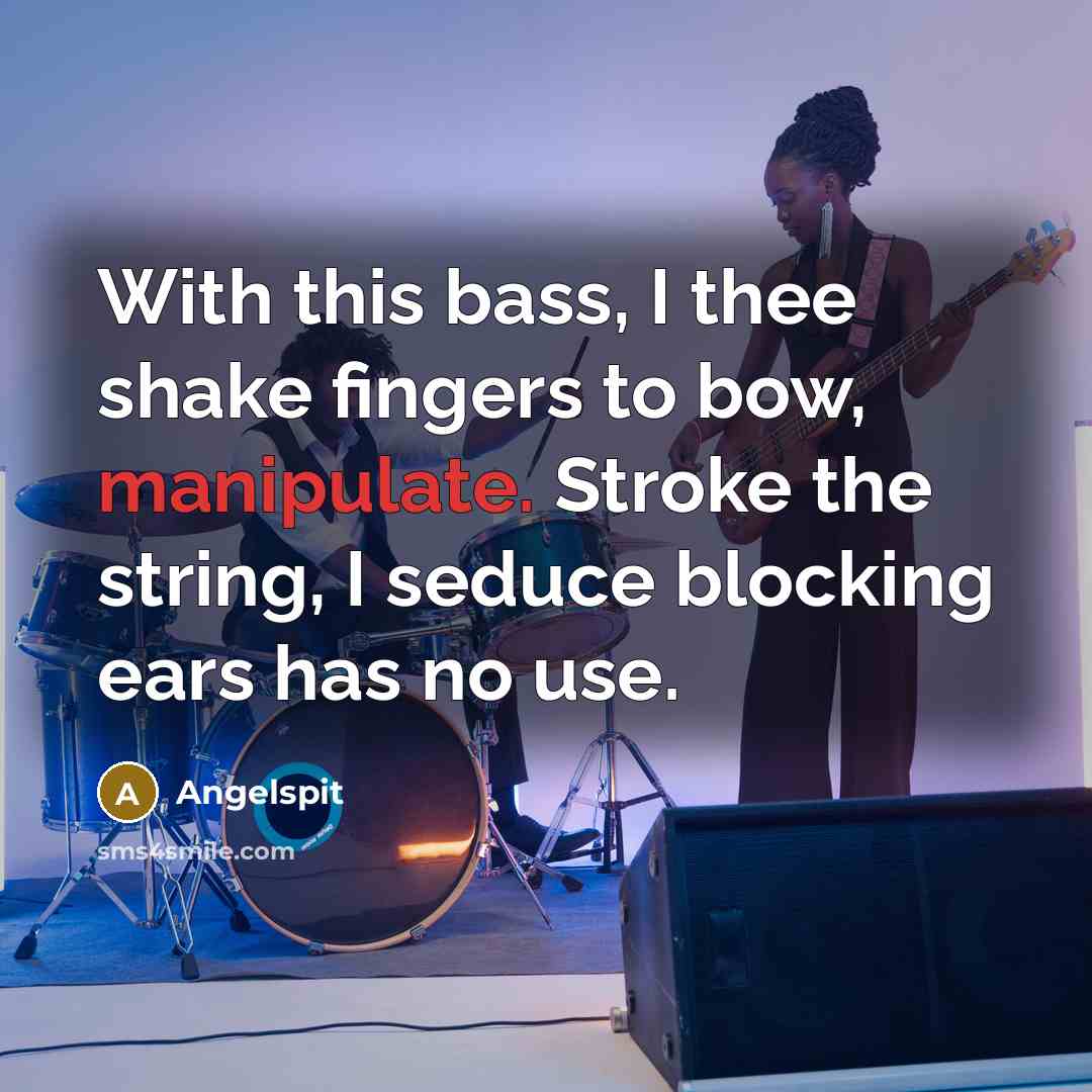 “With this bass, I thee shake fingers to bow, manipulate. Stroke the string, I seduce blocking ears has no use.” quote by Angelspit