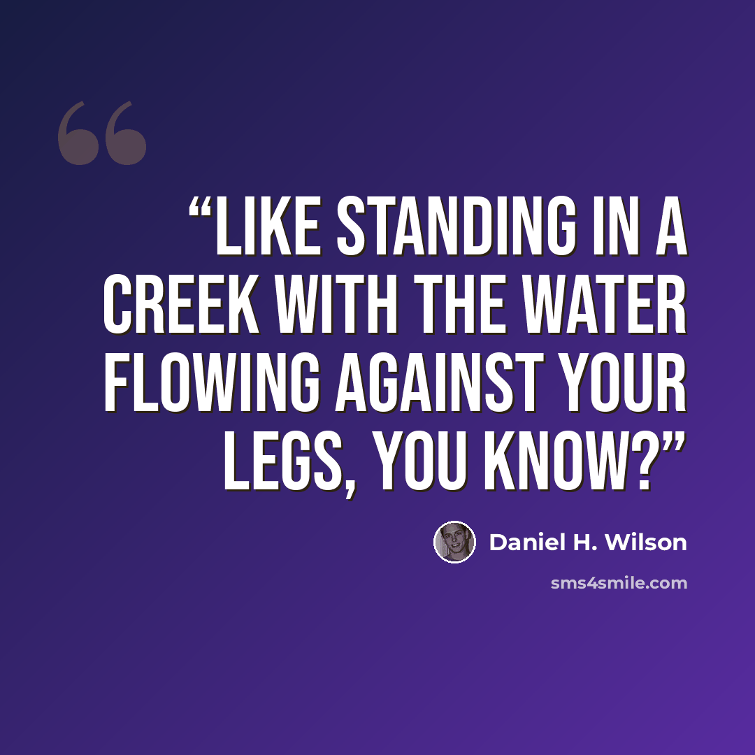 “Like standing in a creek with the water flowing against your legs, you know?” quote by Daniel H. Wilson