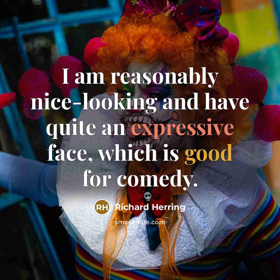 “I am reasonably nice-looking and have quite an expressive face, which is good for comedy.” quote by Richard Herring