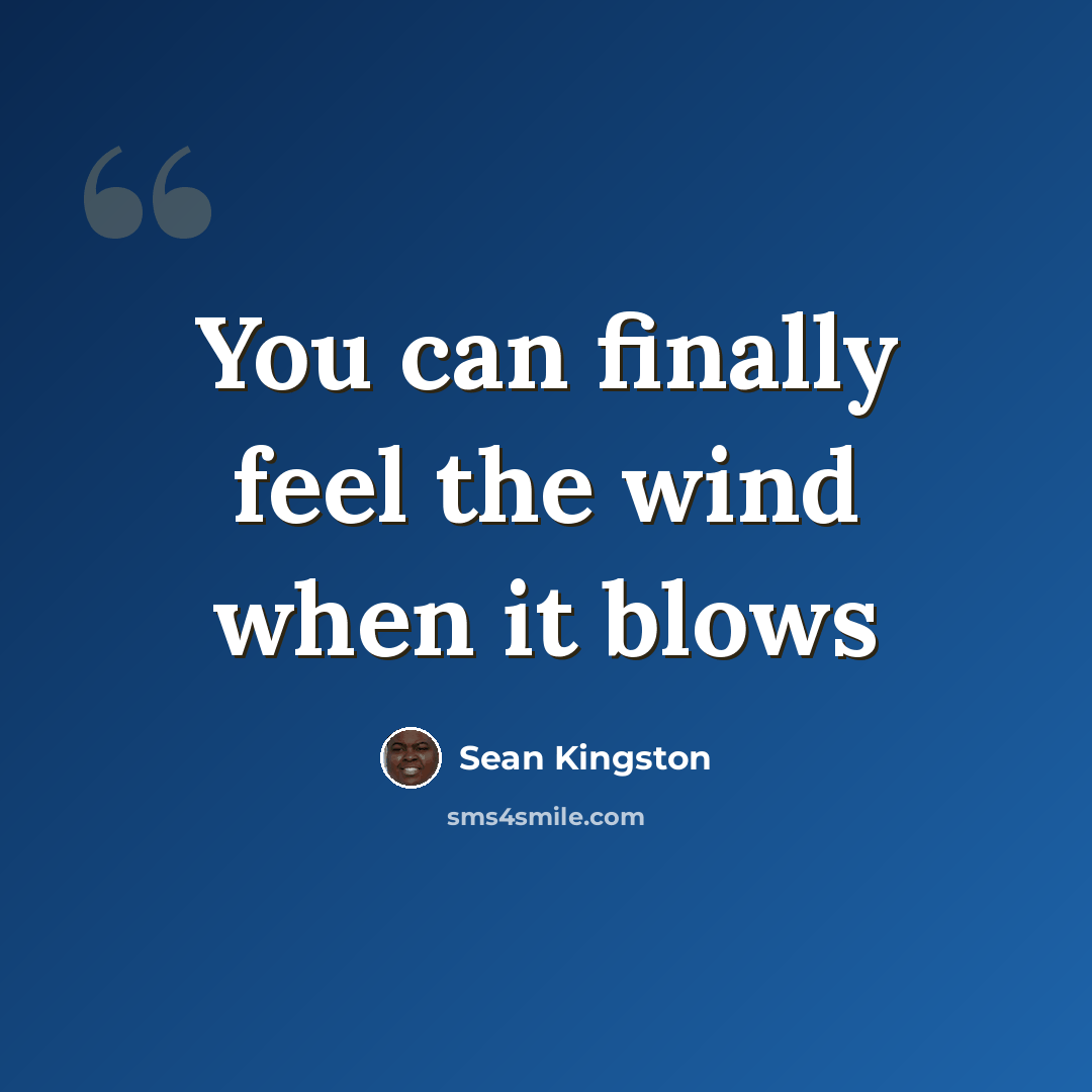 “You can finally feel the wind when it blows” quote by Sean Kingston