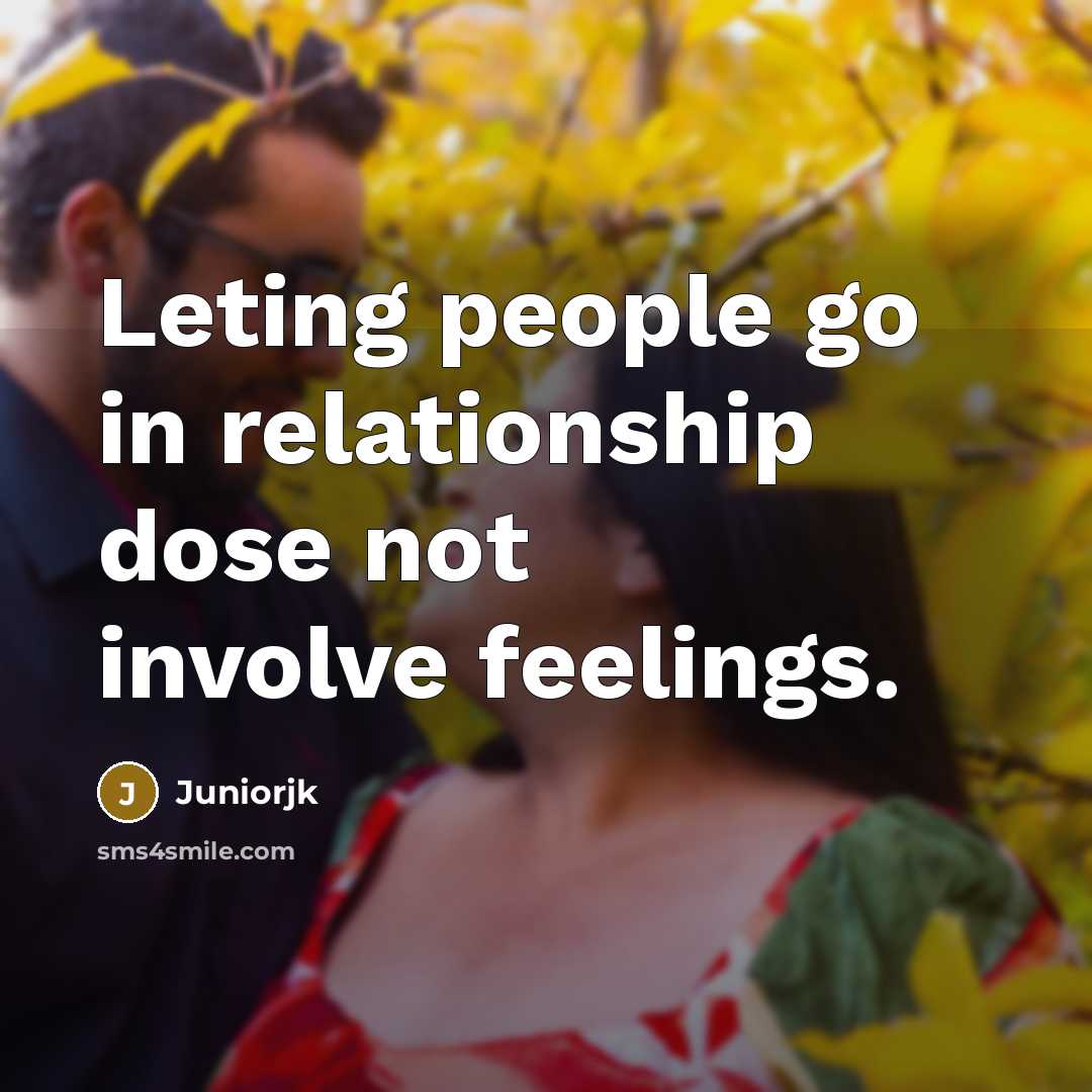 “Leting people go in relationship dose not involve feelings.” quote by Juniorjk