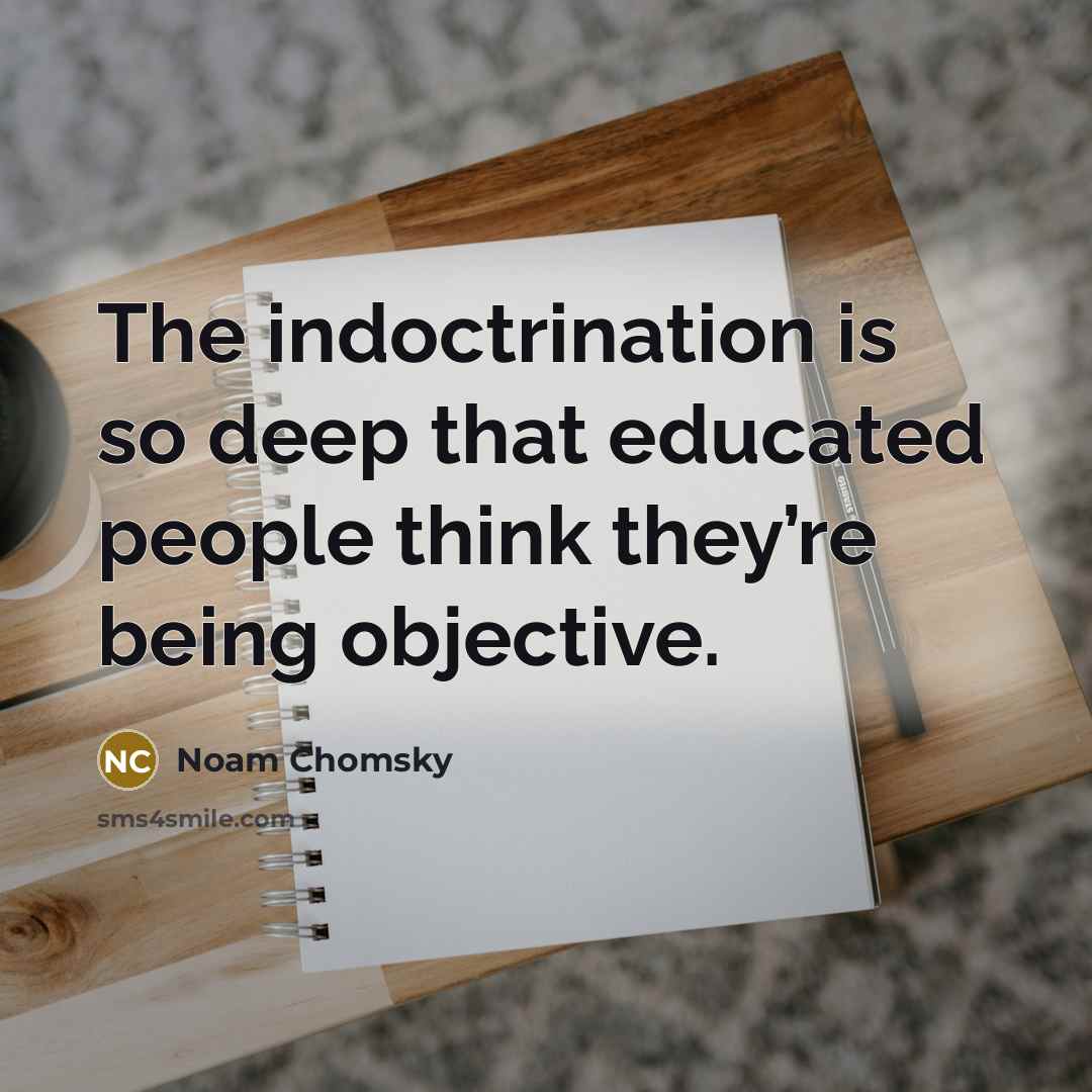 “The indoctrination is so deep that educated people think they’re being objective.” quote by Noam Chomsky