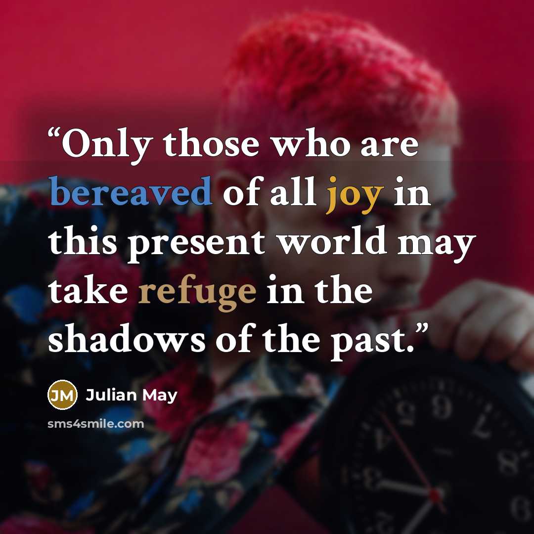 “Only those who are bereaved of all joy in this present world may take refuge in the shadows of the past.” quote by Julian May