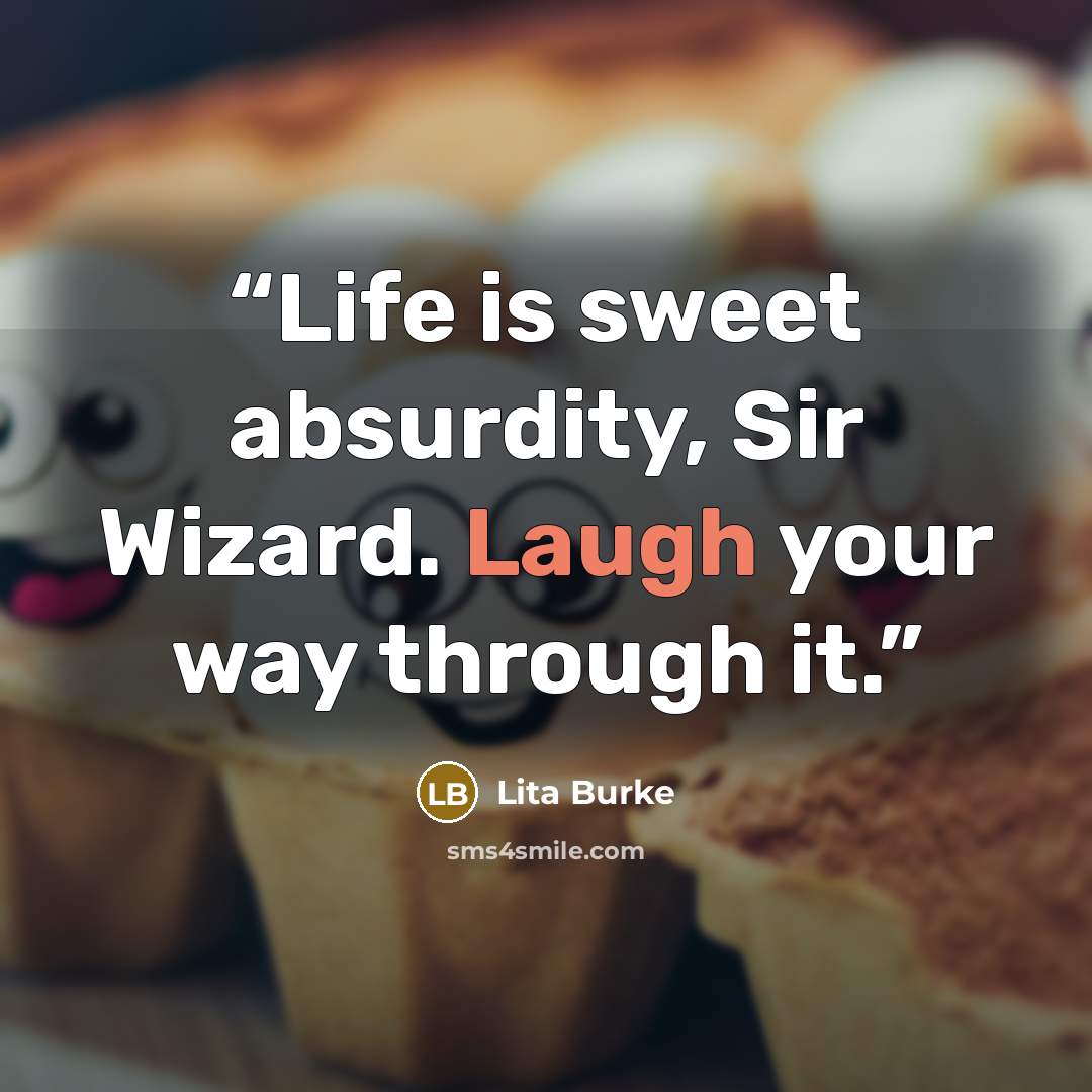 “Life is sweet absurdity, Sir Wizard. Laugh your way through it.” quote by Lita Burke