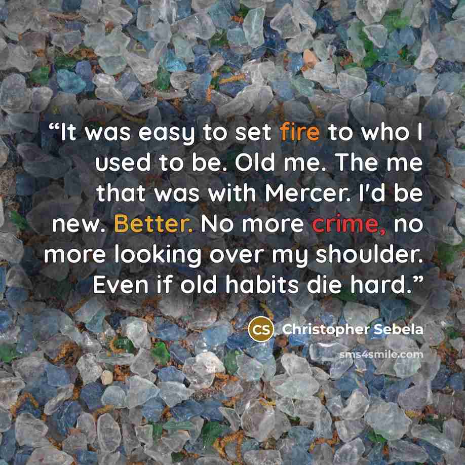 “It was easy to set fire to who I used to be. Old me. The me that was with Mercer. I'd be new. Better. No more crime, no more looking over my shoulder. Even if old habits die hard.” quote by Christopher Sebela