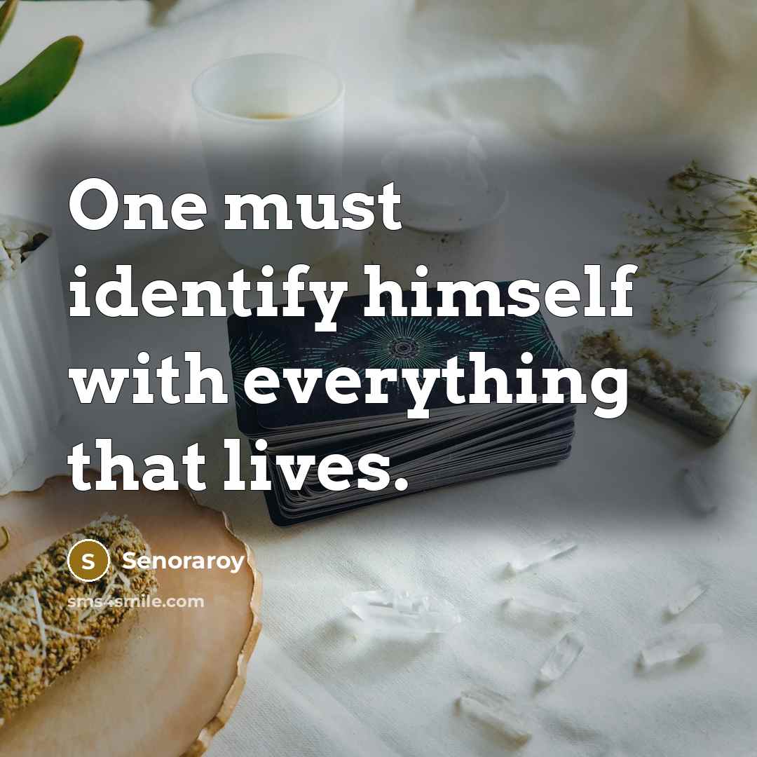 “One must identify himself with everything that lives.” quote by Senoraroy