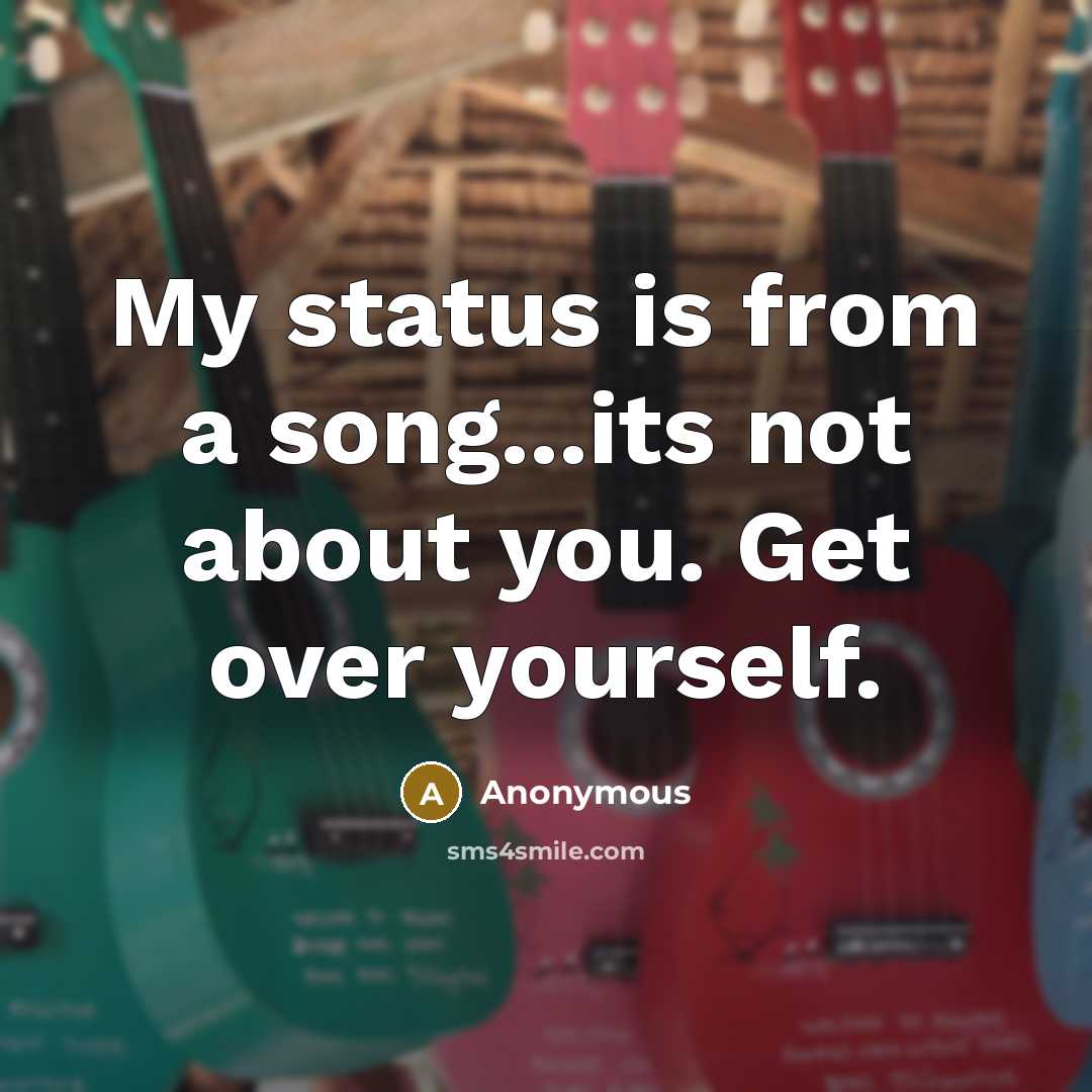 “My status is from a song...its not about you. Get over yourself.” quote by Anonymous