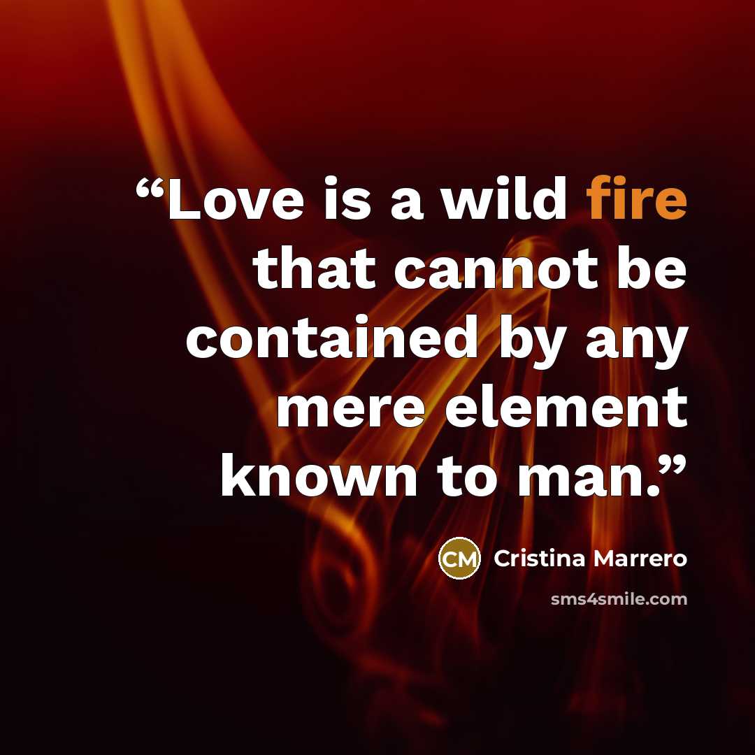 “Love is a wild fire that cannot be contained by any mere element known to man.” quote by Cristina Marrero