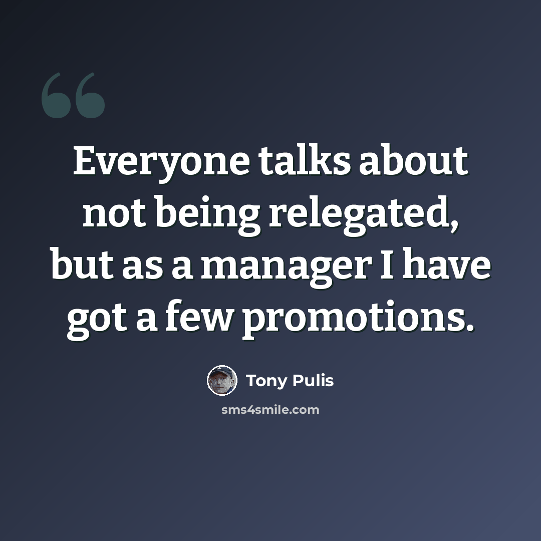 “Everyone talks about not being relegated, but as a manager I have got a few promotions.” quote by Tony Pulis
