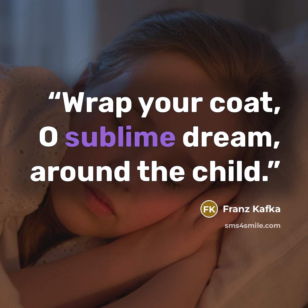 “Wrap your coat, O sublime dream, around the child.” quote by Franz Kafka