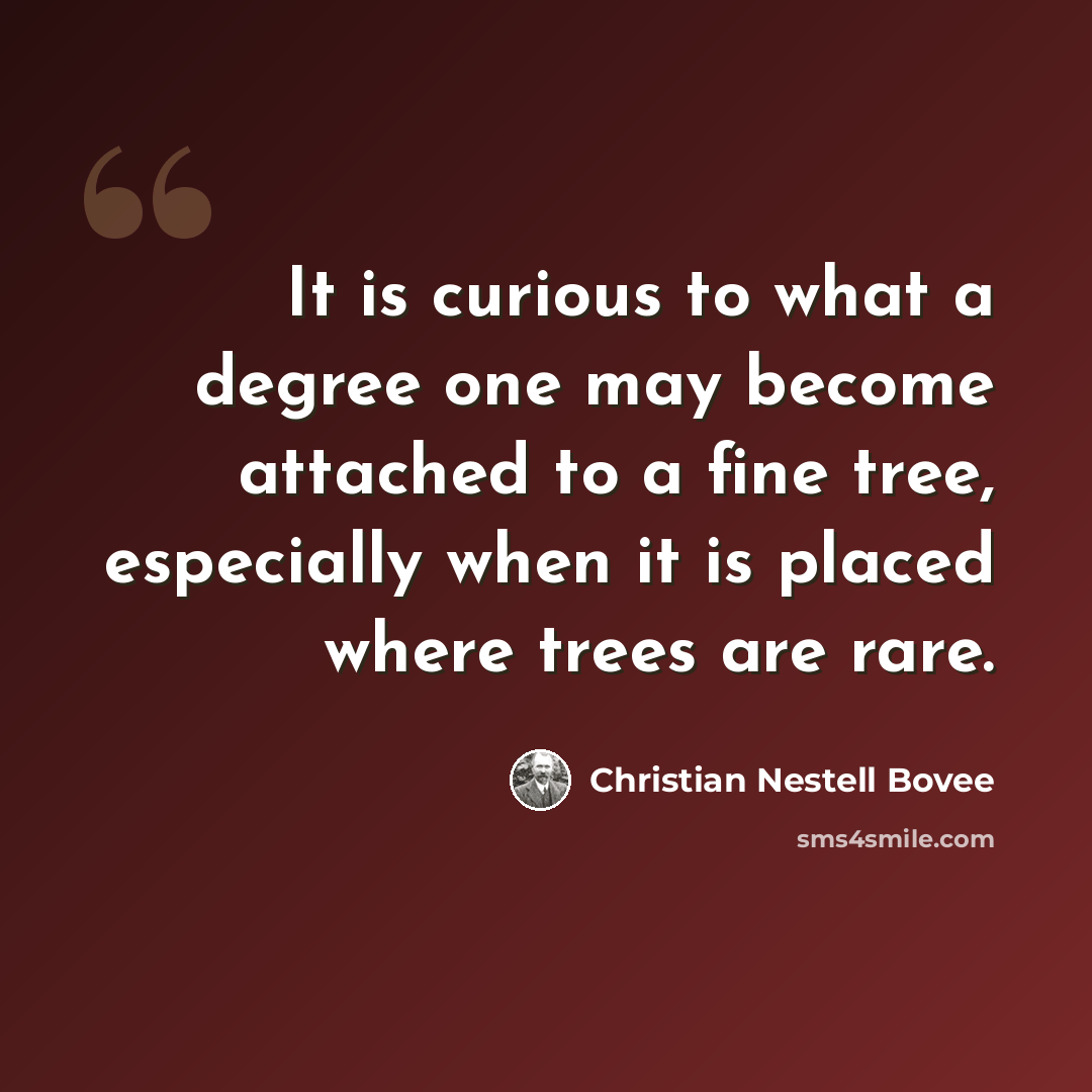 “It is curious to what a degree one may become attached to a fine tree, especially when it is placed where trees are rare.” quote by Christian Nestell Bovee