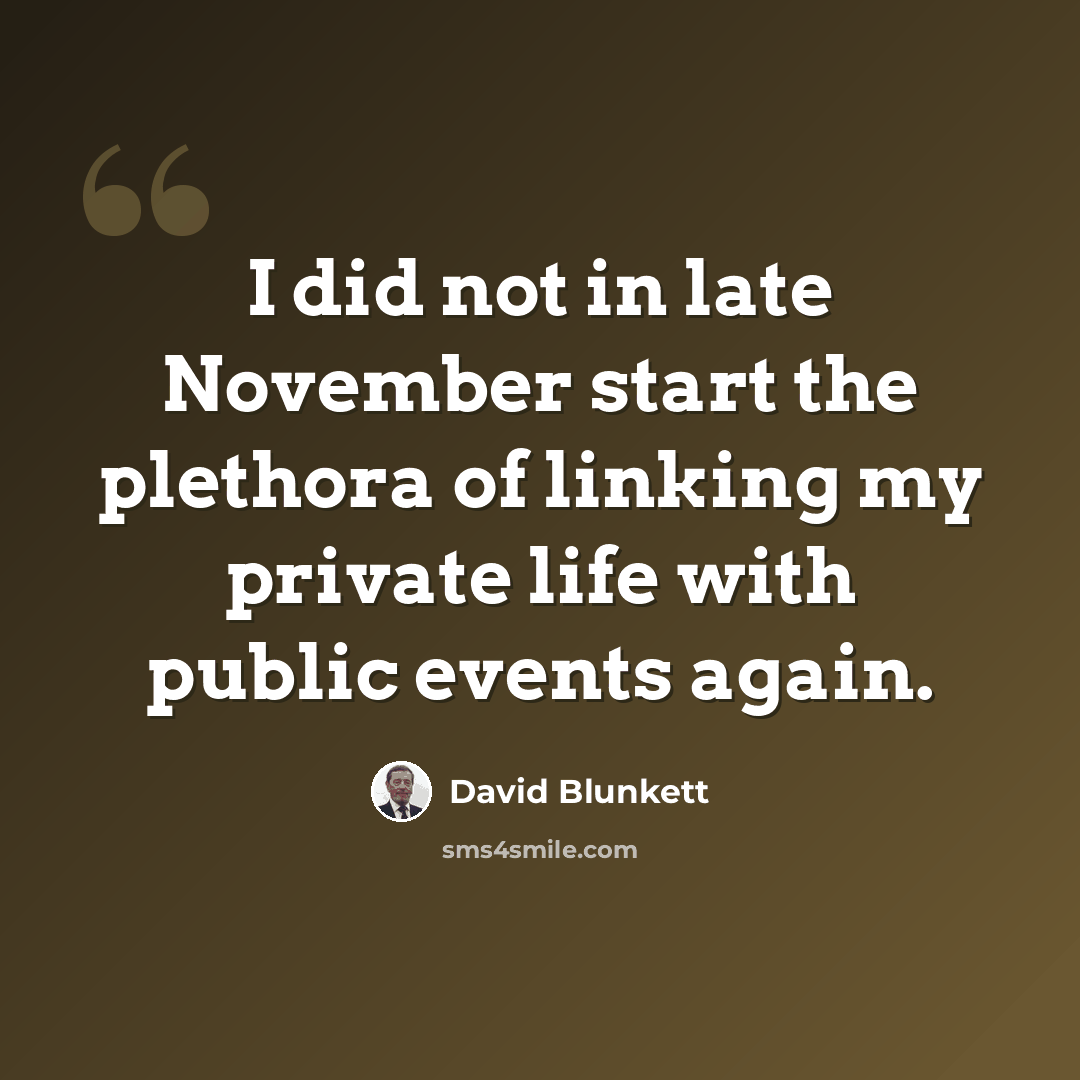 “I did not in late November start the plethora of linking my private life with public events again.” quote by David Blunkett