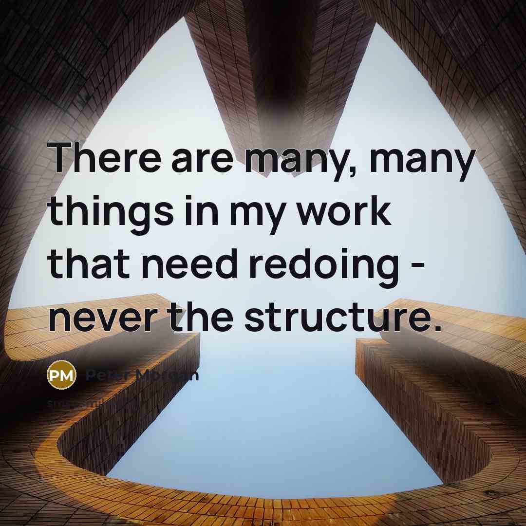 “There are many, many things in my work that need redoing - never the structure.” quote by Peter Morgan