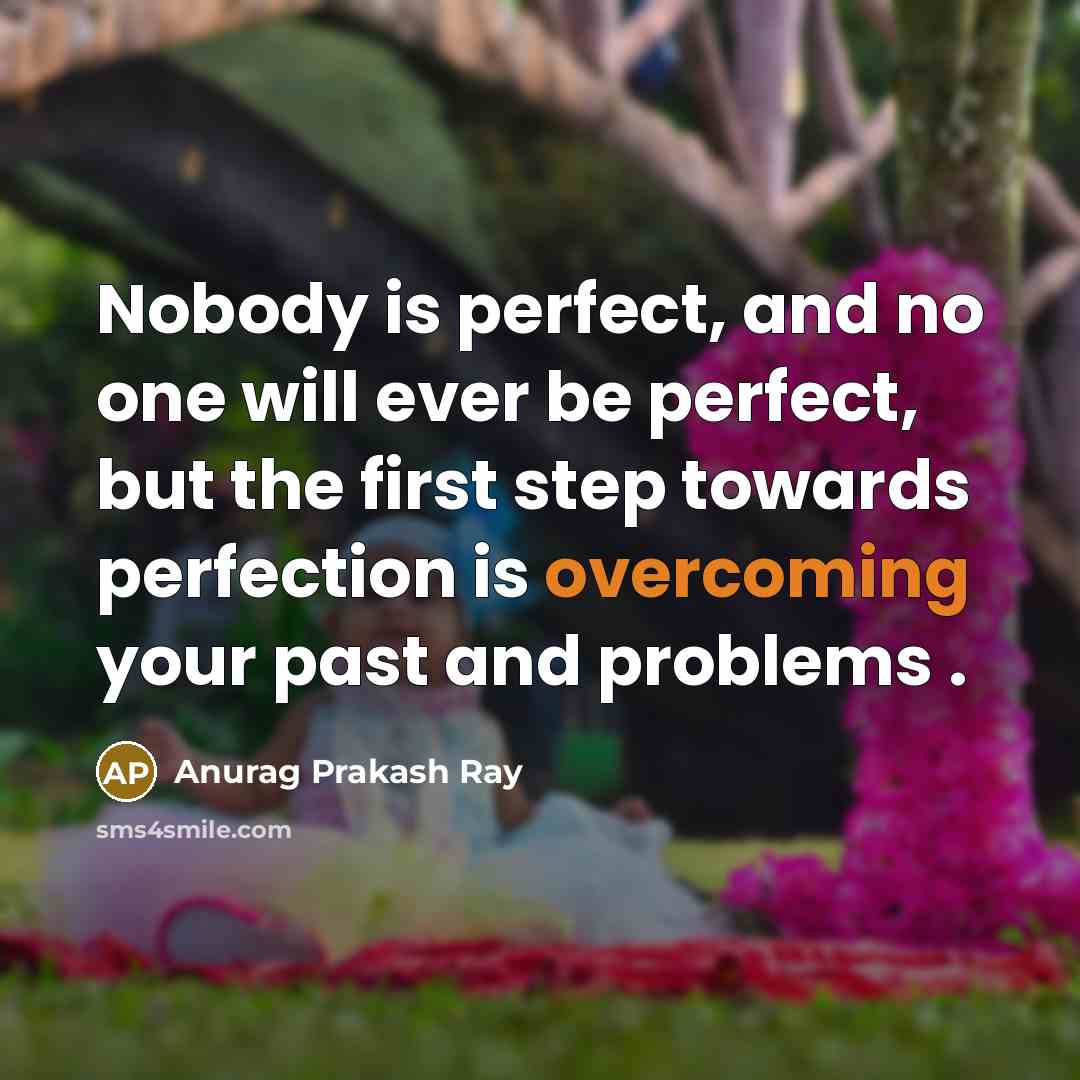 “Nobody is perfect, and no one will ever be perfect, but the first step towards perfection is overcoming your past and problems .” quote by Anurag Prakash Ray