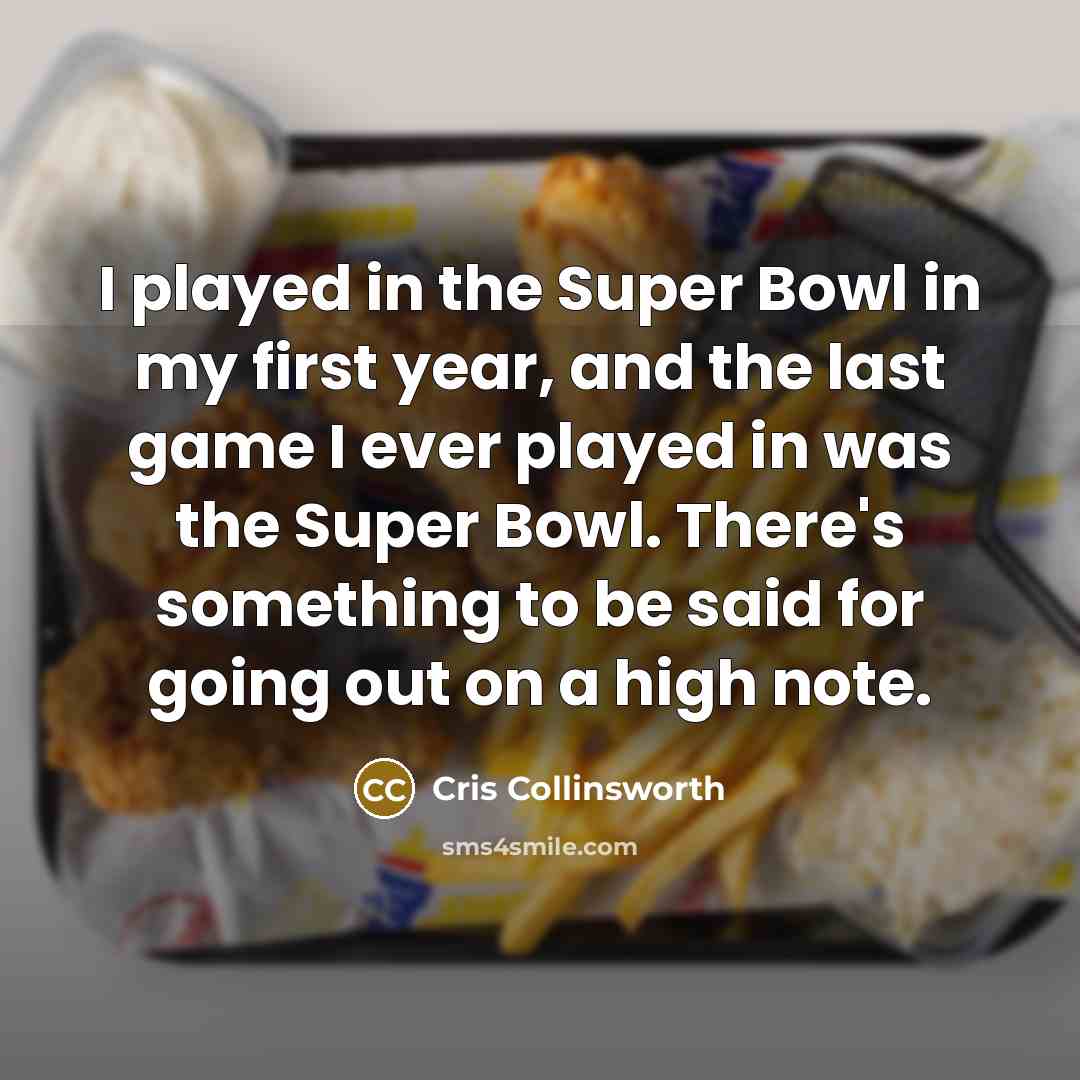 “I played in the Super Bowl in my first year, and the last game I ever played in was the Super Bowl. There's something to be said for going out on a high note.” quote by Cris Collinsworth