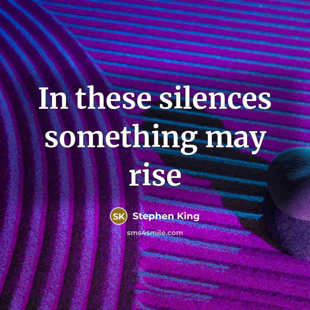 “In these silences something may rise” quote by Stephen King