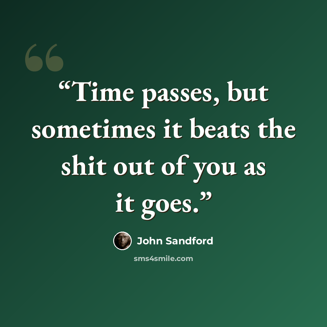“Time passes, but sometimes it beats the shit out of you as it goes.” quote by John Sandford