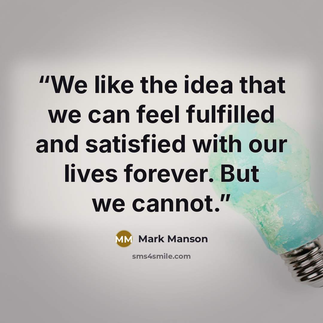 “We like the idea that we can feel fulfilled and satisfied with our lives forever. But we cannot.” quote by Mark Manson