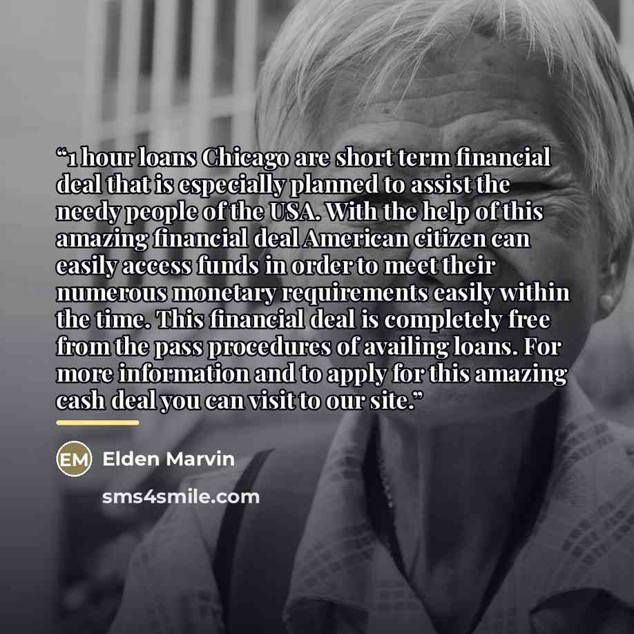 “1 hour loans Chicago are short term financial deal that is especially planned to assist the needy people of the USA. With the help of this amazing financial deal American citizen can easily access funds in order to meet their numerous monetary requirements easily within the time. This financial…” quote by Elden Marvin