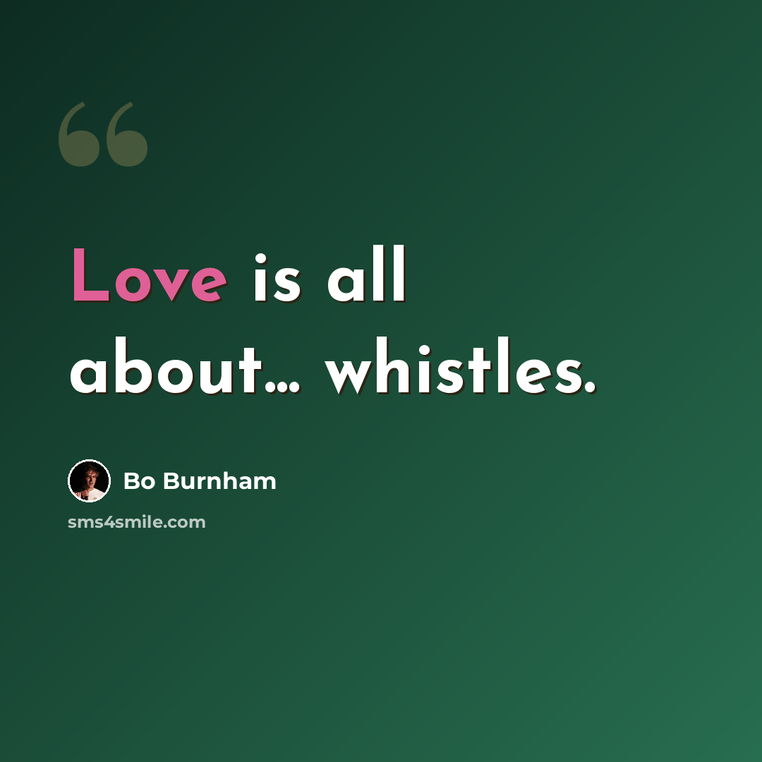 “Love is all about... whistles.” quote by Bo Burnham