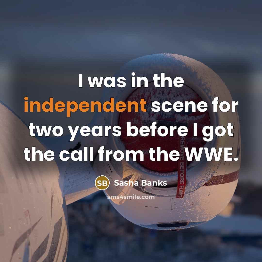 “I was in the independent scene for two years before I got the call from the WWE.” quote by Sasha Banks