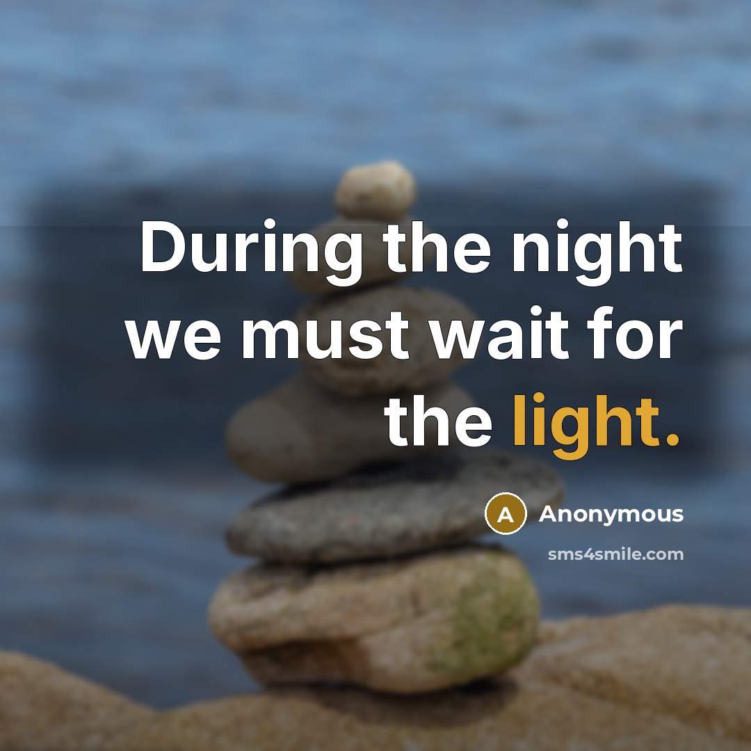 “During the night we must wait for the light.” quote by Anonymous