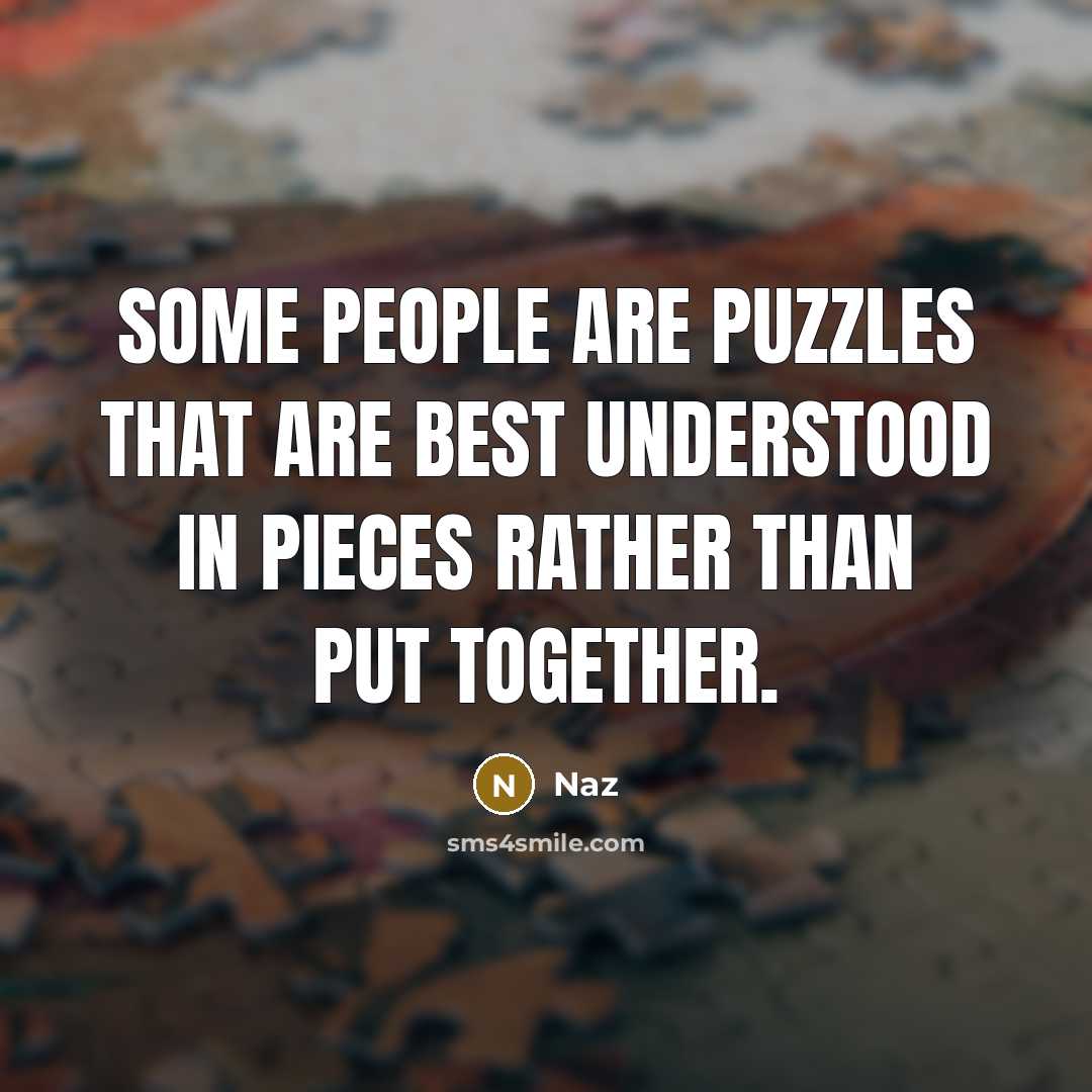 “Some people are puzzles that are best understood in pieces rather than put together.” quote by Naz