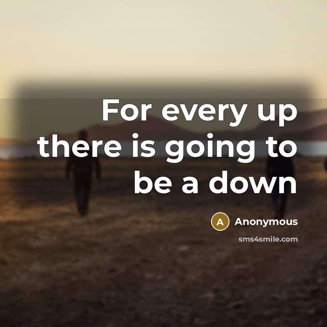 “For every up there is going to be a down” quote by Anonymous