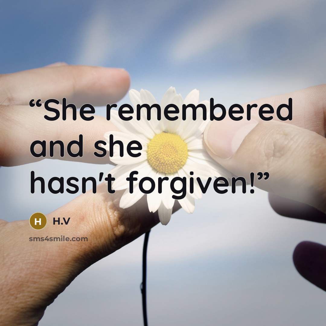 “She remembered and she hasn't forgiven!” quote by H.V
