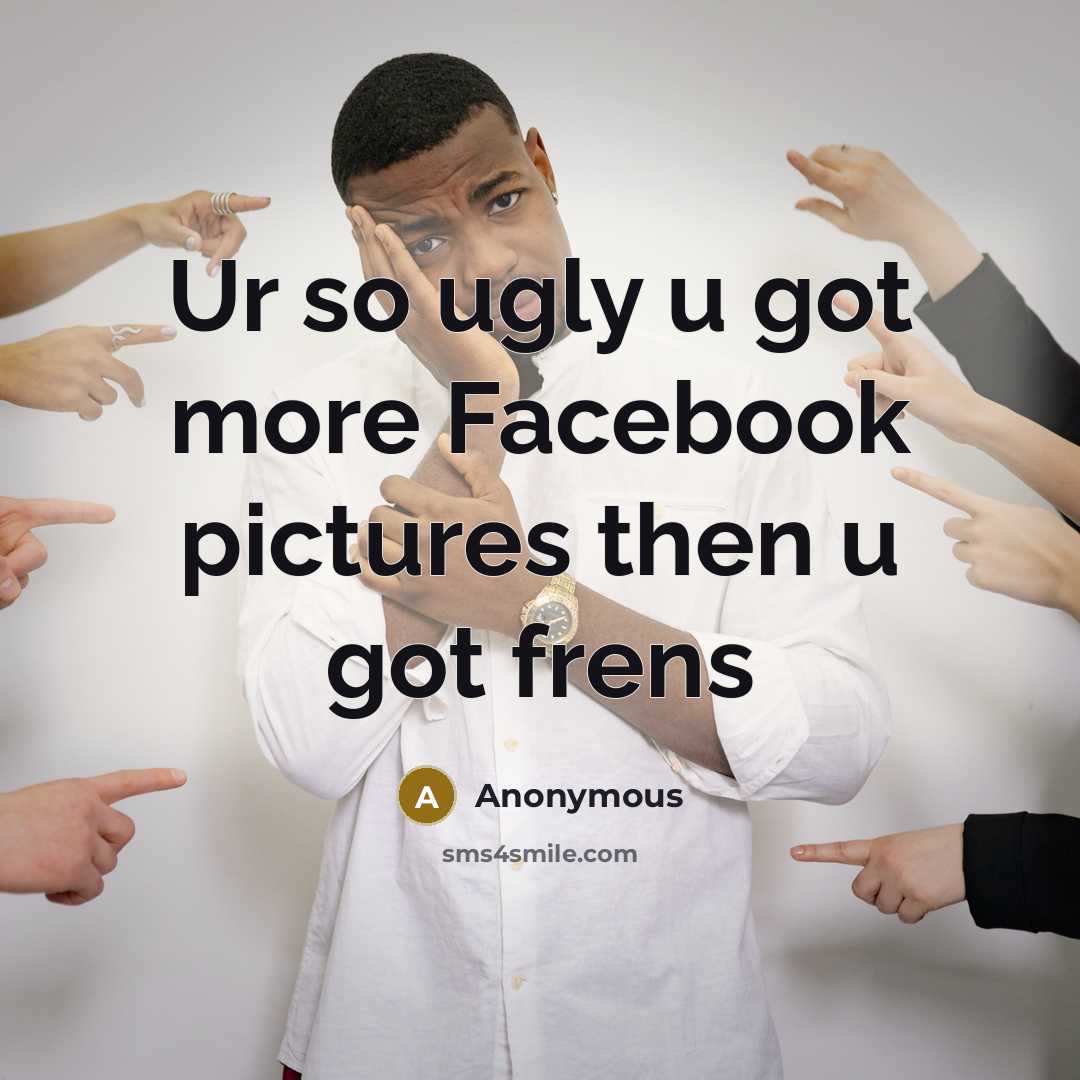 “Ur so ugly u got more Facebook pictures then u got frens” quote by Anonymous