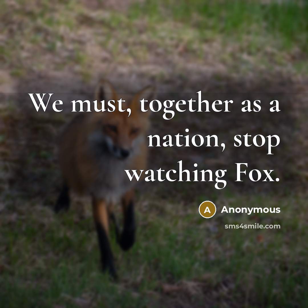 “We must, together as a nation, stop watching Fox.” quote by Anonymous