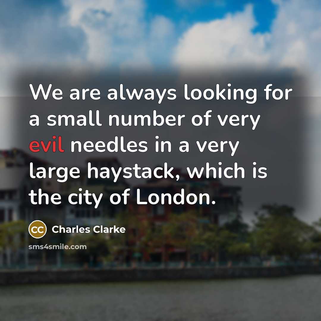 “We are always looking for a small number of very evil needles in a very large haystack, which is the city of London.” quote by Charles Clarke