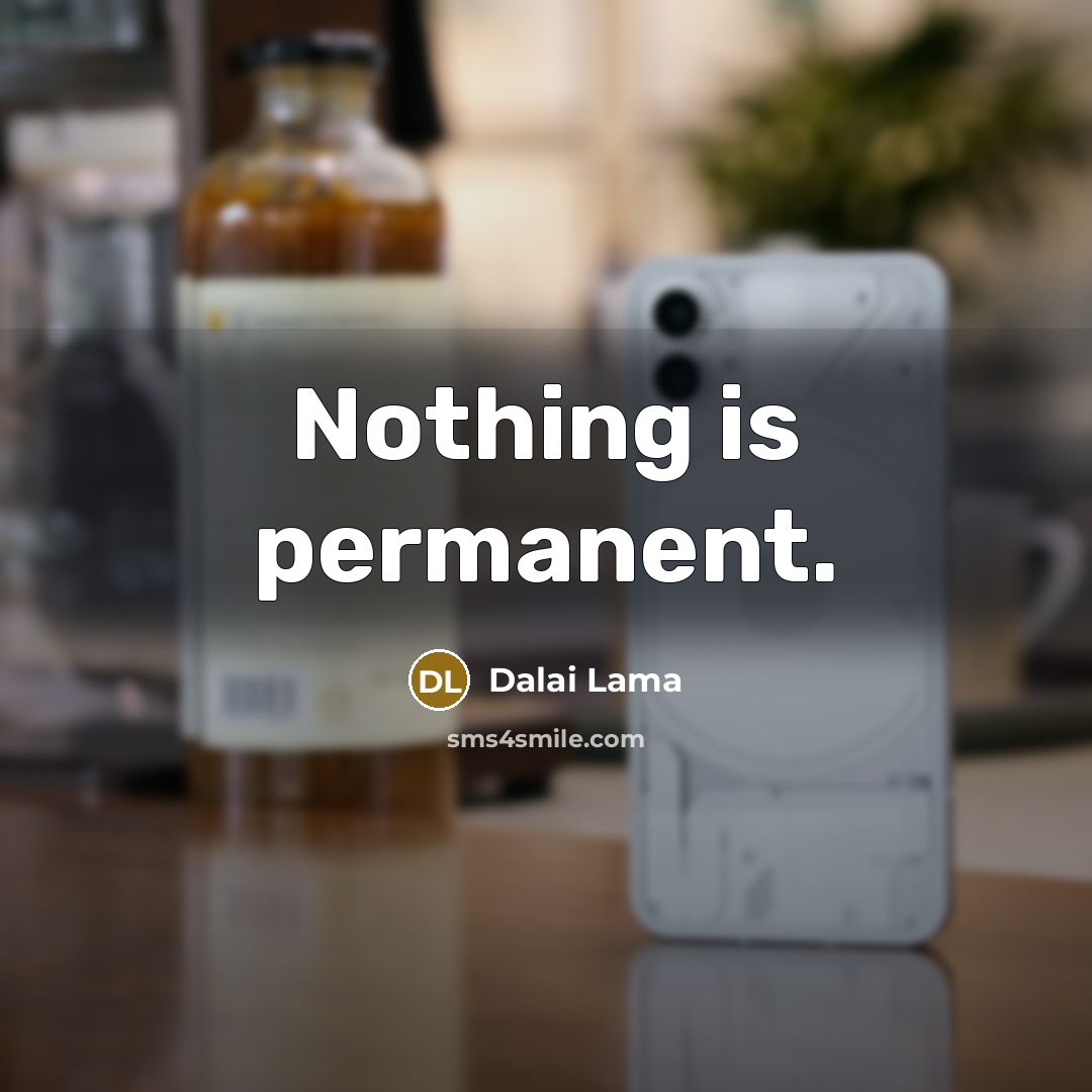 “Nothing is permanent.” quote by Dalai Lama