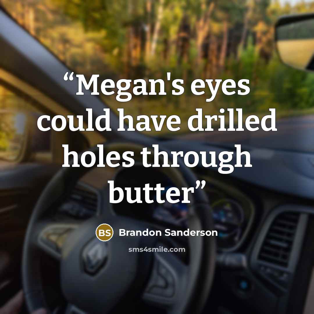 “Megan's eyes could have drilled holes through butter” quote by Brandon Sanderson