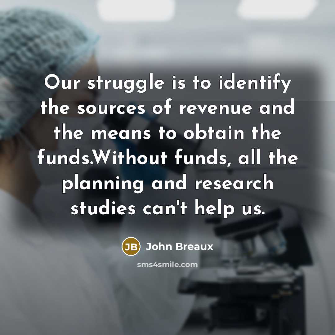 “Our struggle is to identify the sources of revenue and the means to obtain the funds.Without funds, all the planning and research studies can't help us.” quote by John Breaux