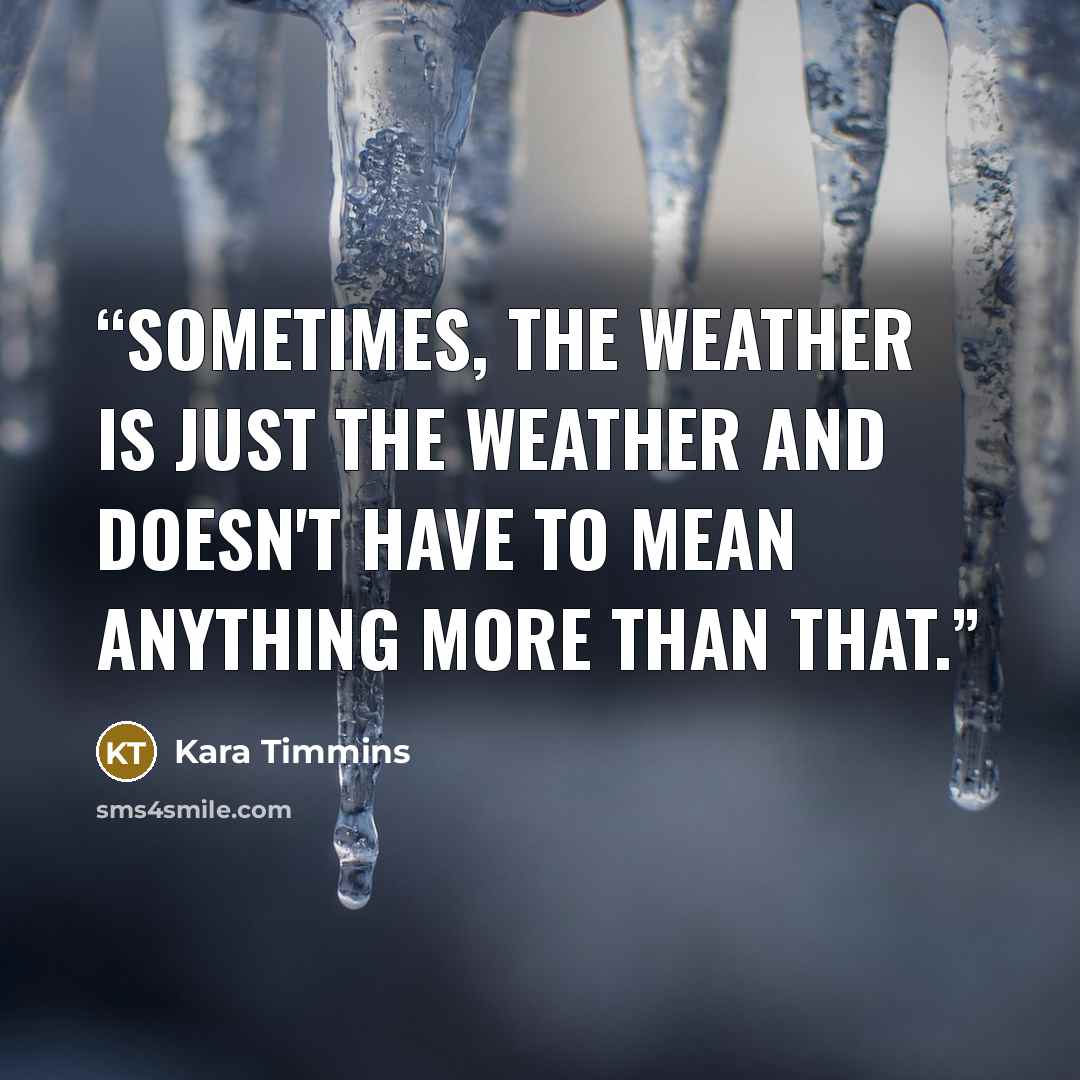 “Sometimes, the weather is just the weather and doesn't have to mean anything more than that.” quote by Kara Timmins