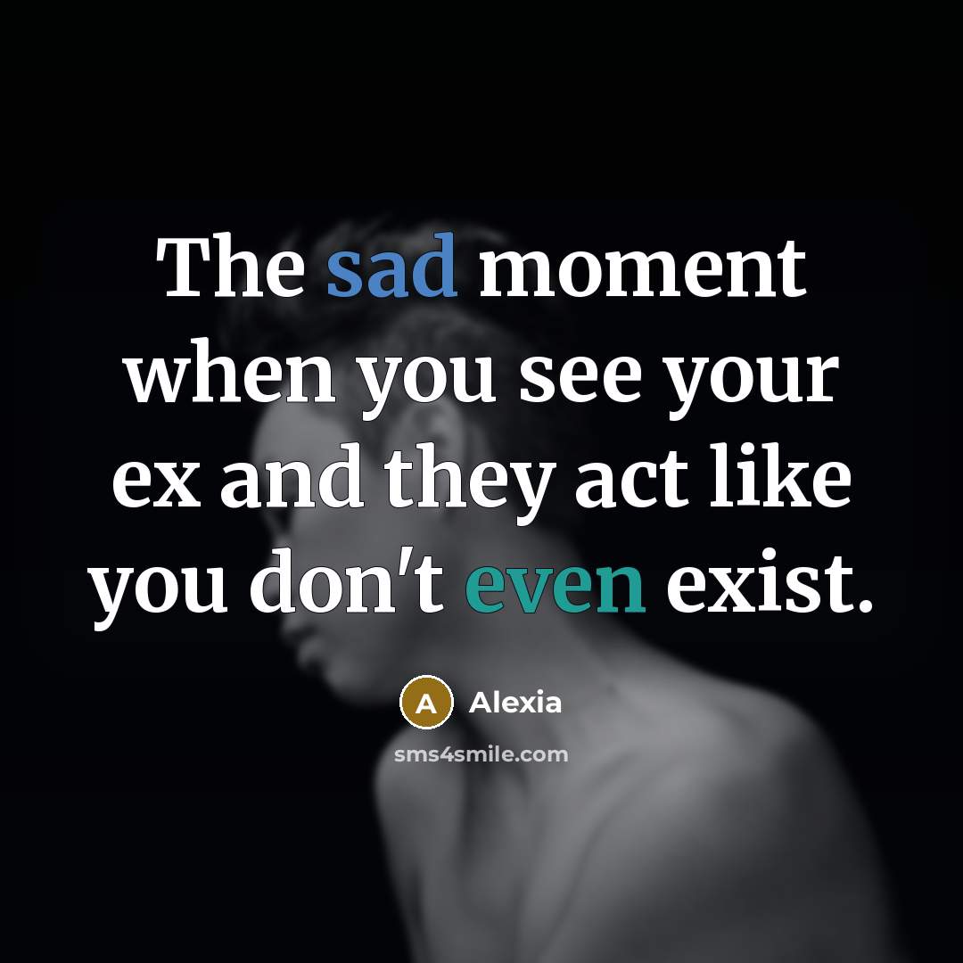 “The sad moment when you see your ex and they act like you don't even exist.” quote by Alexia