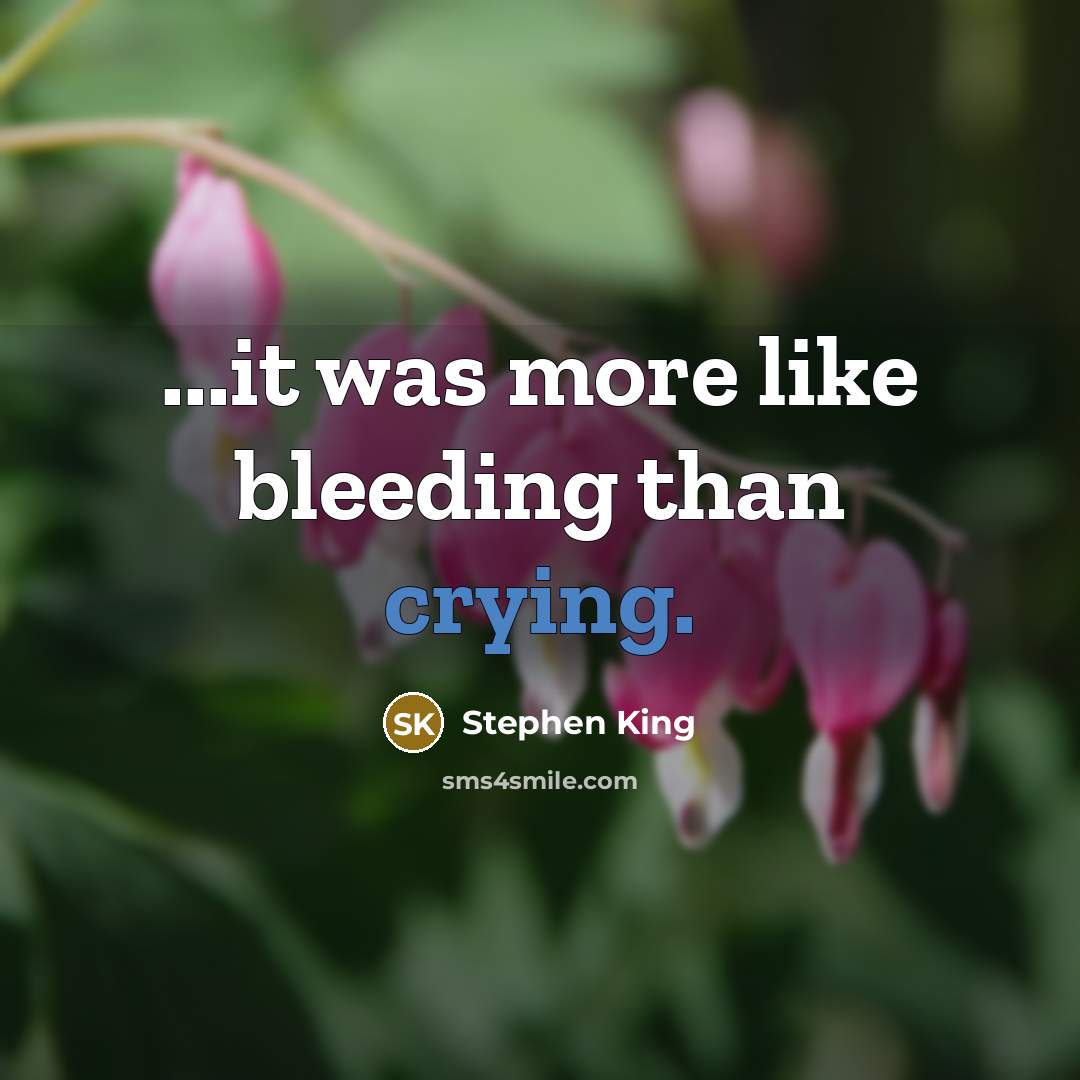 “...it was more like bleeding than crying.” quote by Stephen King
