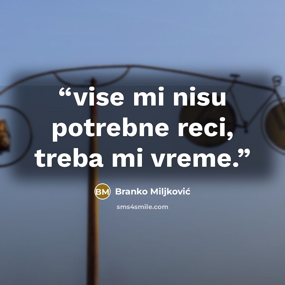 “vise mi nisu potrebne reci, treba mi vreme.” quote by branko miljkovic