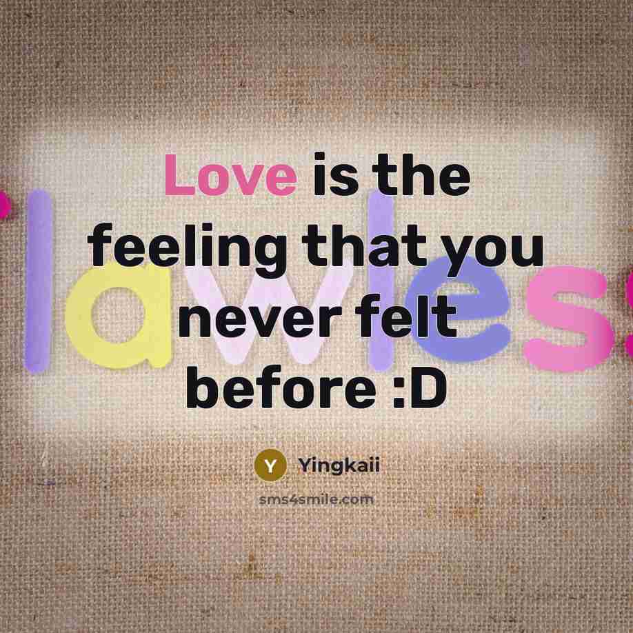 “Love is the feeling that you never felt before :D” quote by Yingkaii