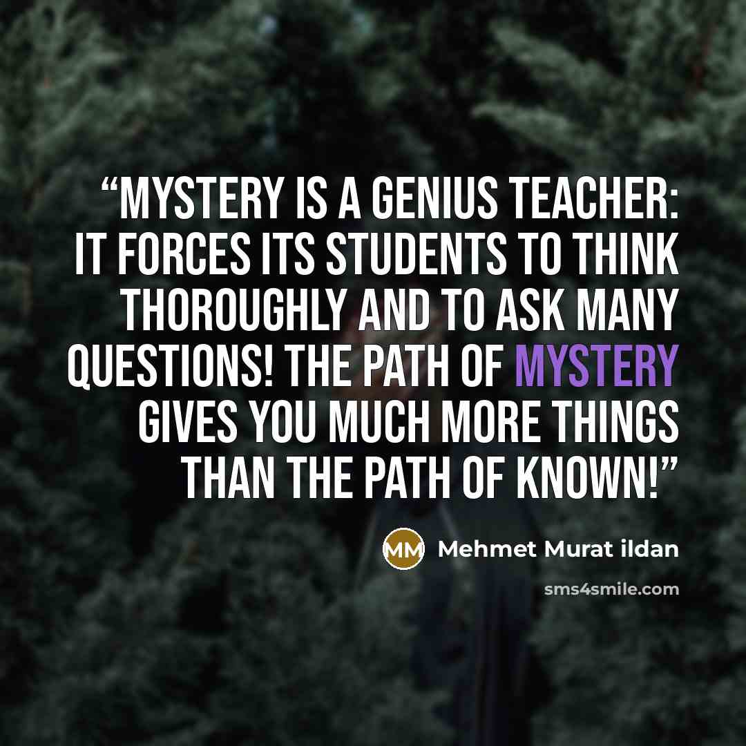 “Mystery is a genius teacher: It forces its students to think thoroughly and to ask many questions! The path of mystery gives you much more things than the path of known!” quote by Mehmet Murat ildan