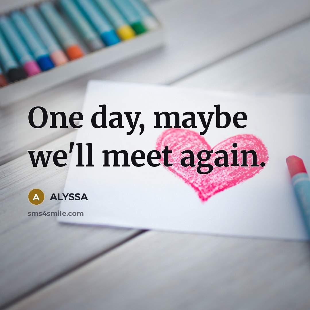 “One day, maybe we'll meet again.” quote by ALYSSA