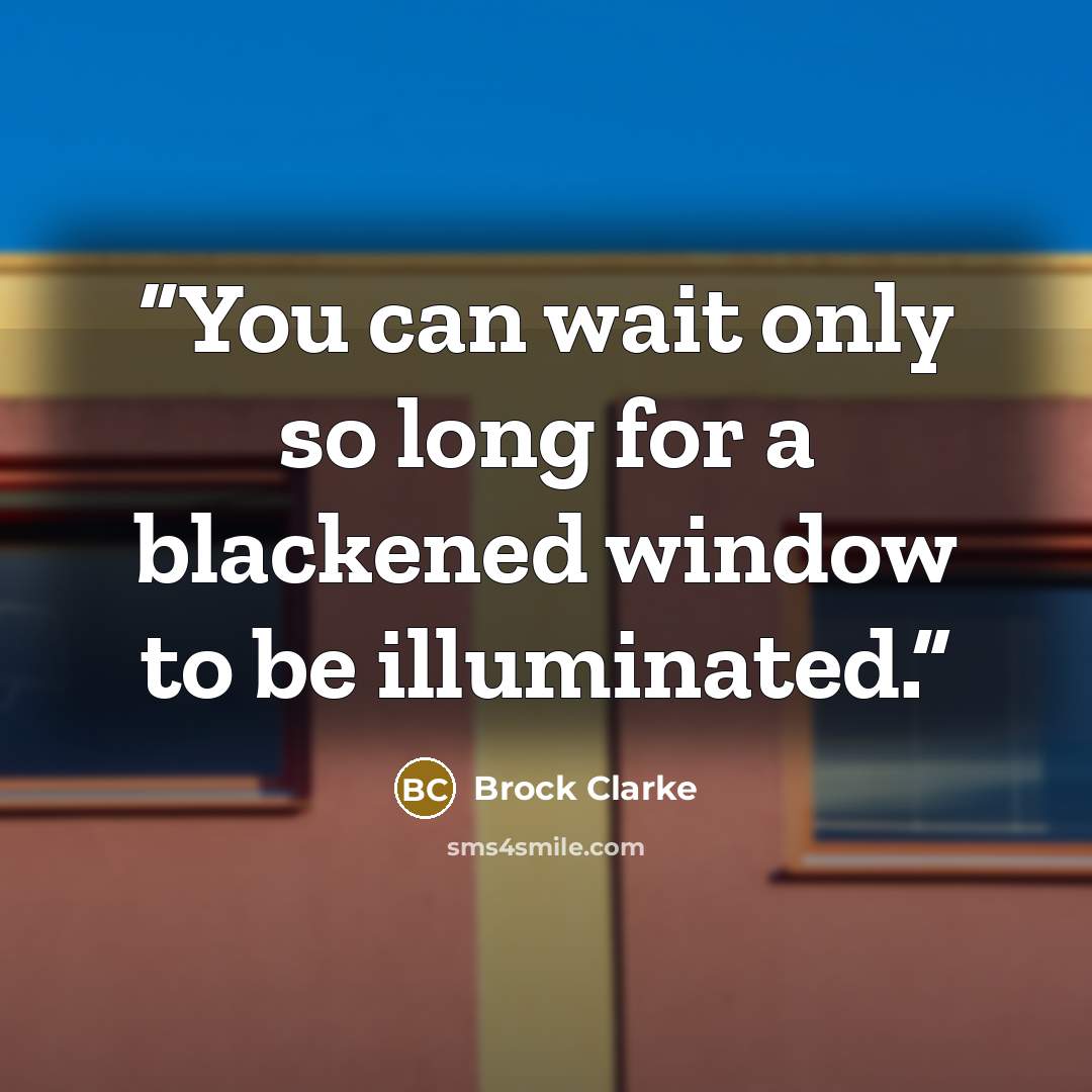 “You can wait only so long for a blackened window to be illuminated.” quote by Brock Clarke