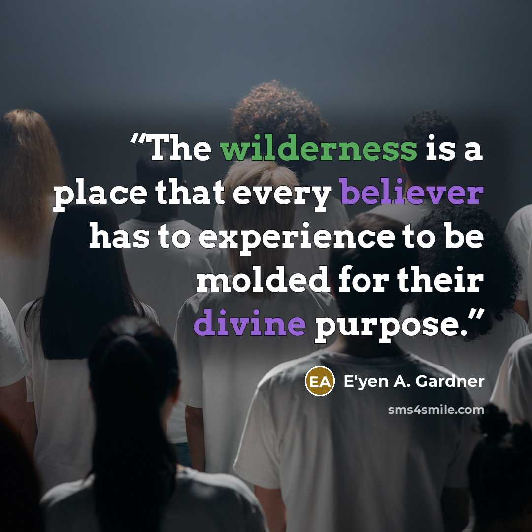 “The wilderness is a place that every believer has to experience to be molded for their divine purpose.” quote by E'yen A. Gardner