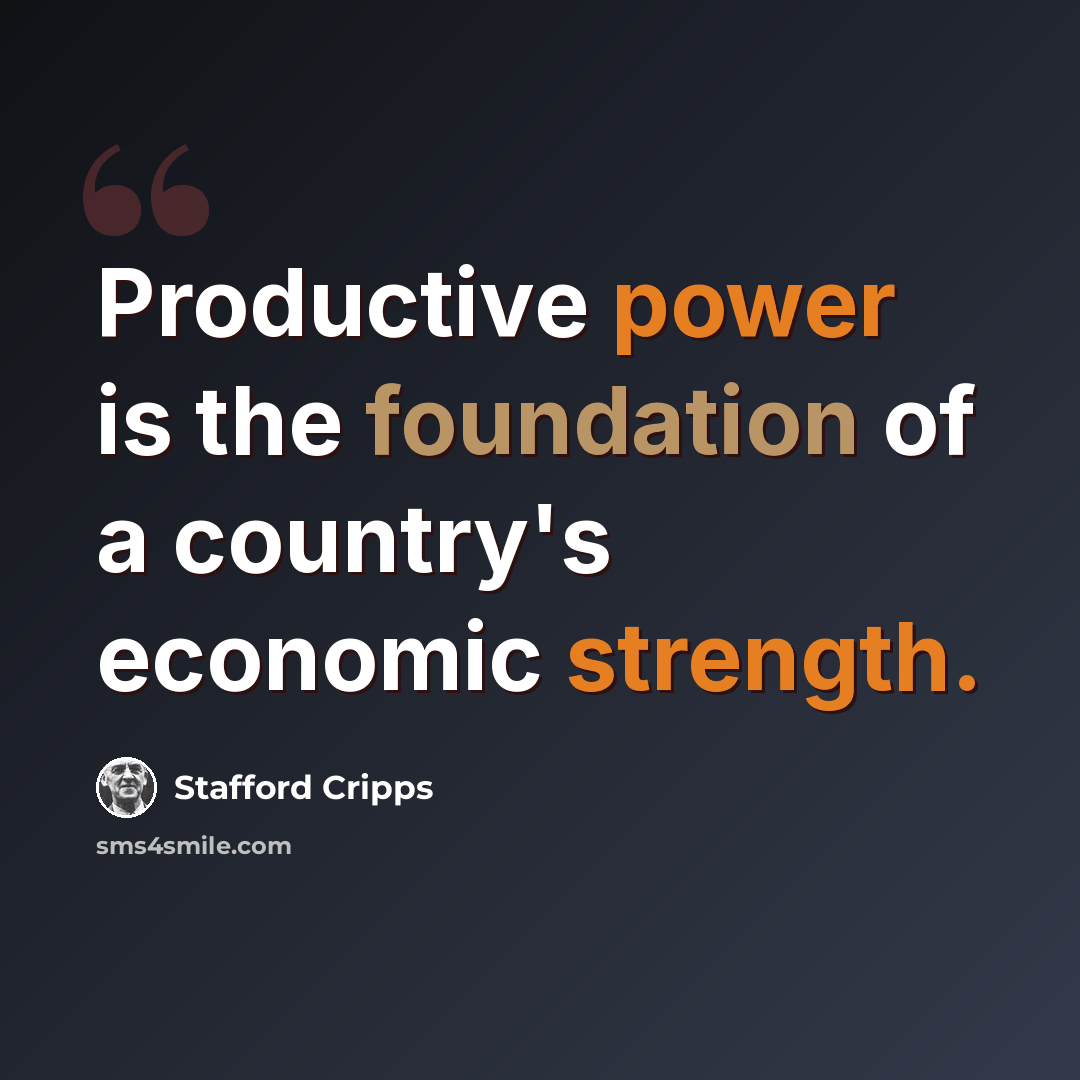 “Productive power is the foundation of a country's economic strength.” quote by Stafford Cripps