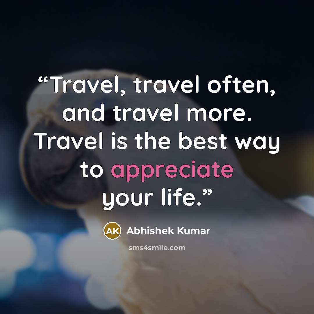 “Travel, travel often, and travel more. Travel is the best way to appreciate your life.” quote by Abhishek Kumar