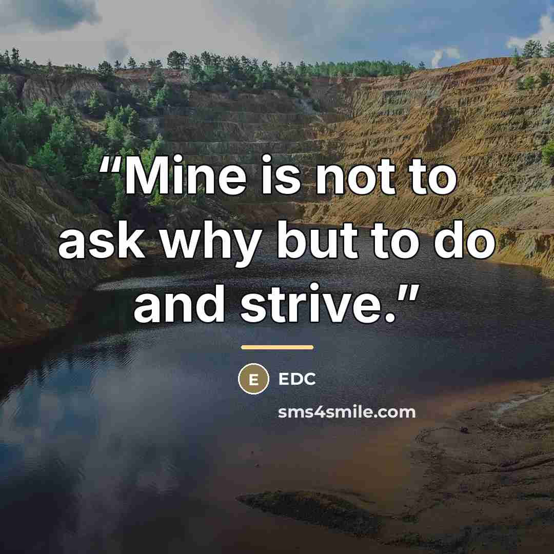 “Mine is not to ask why but to do and strive.” quote by Edc