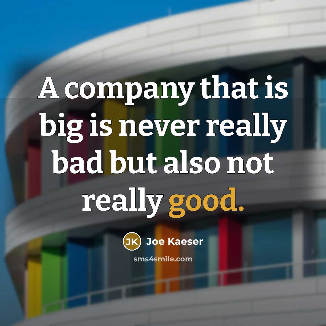 “A company that is big is never really bad but also not really good.” quote by Joe Kaeser