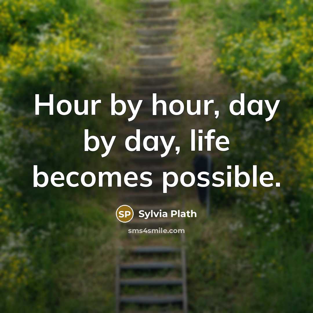 “Hour by hour, day by day, life becomes possible.” quote by Sylvia Plath